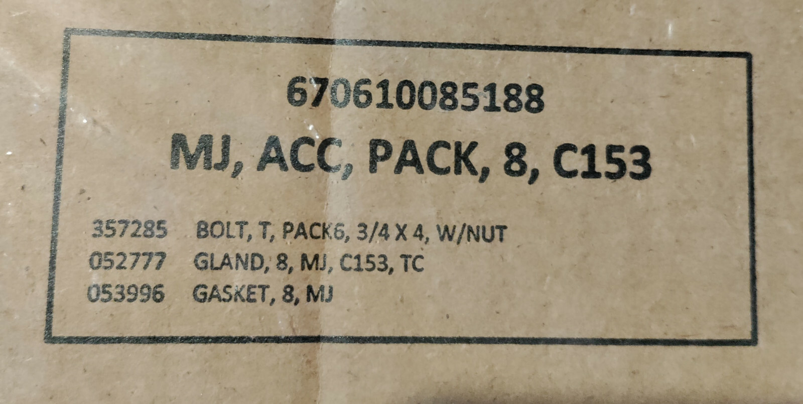 1 NEW TYLER UNION 670610085188 DOMESTIC MECHANICAL JOINT ACCESSORY SET 8” NIB