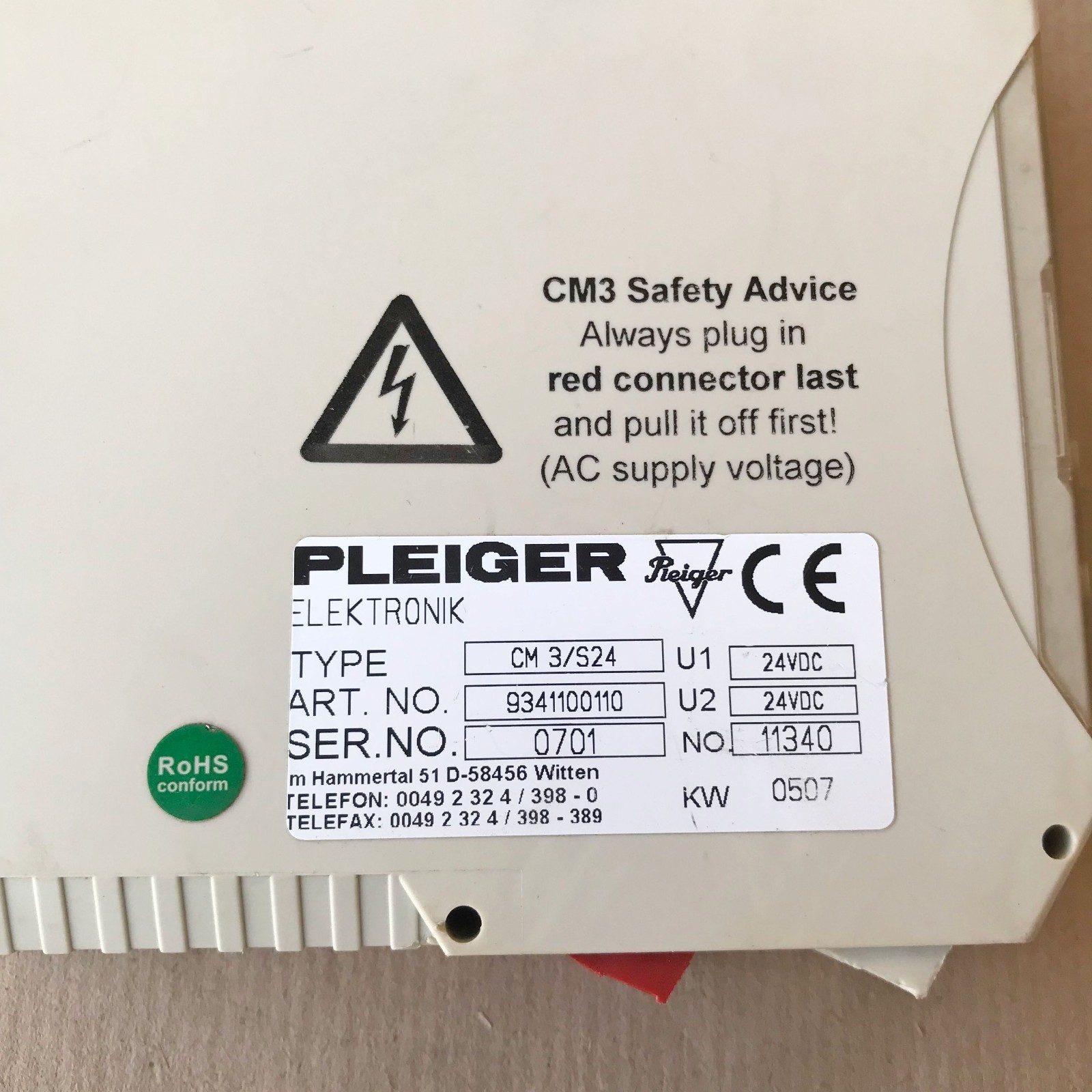 PLEIGER CM3 S24 CONTROL MODULE 9341100110