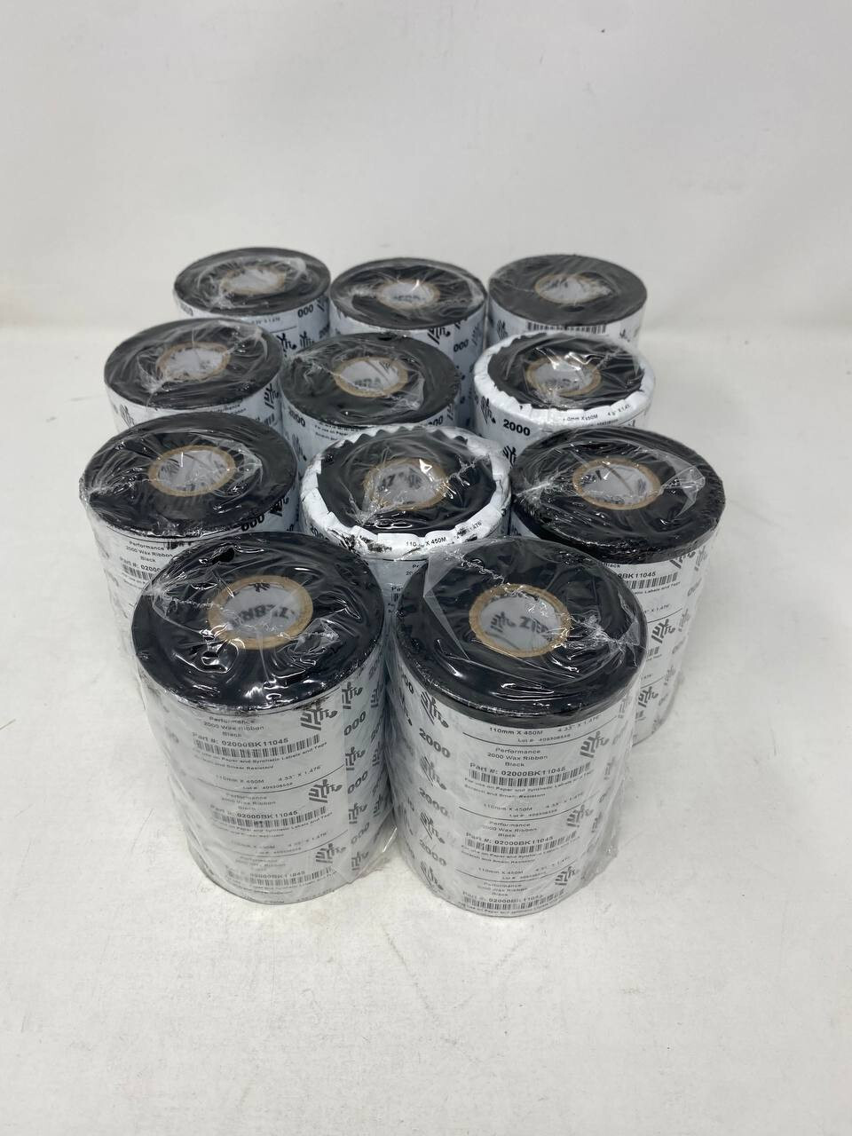 ZEBRA 110mm x 450m Performance 2000 Wax Ribbon Black New Box of 11