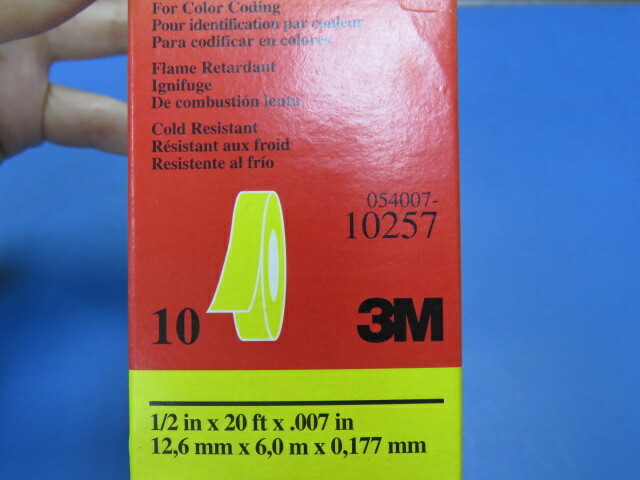 3M 054007-10257 Qty of 9 per Lot Vinyl Electrical Tape. (35 Yellow ) 1/2in x 2