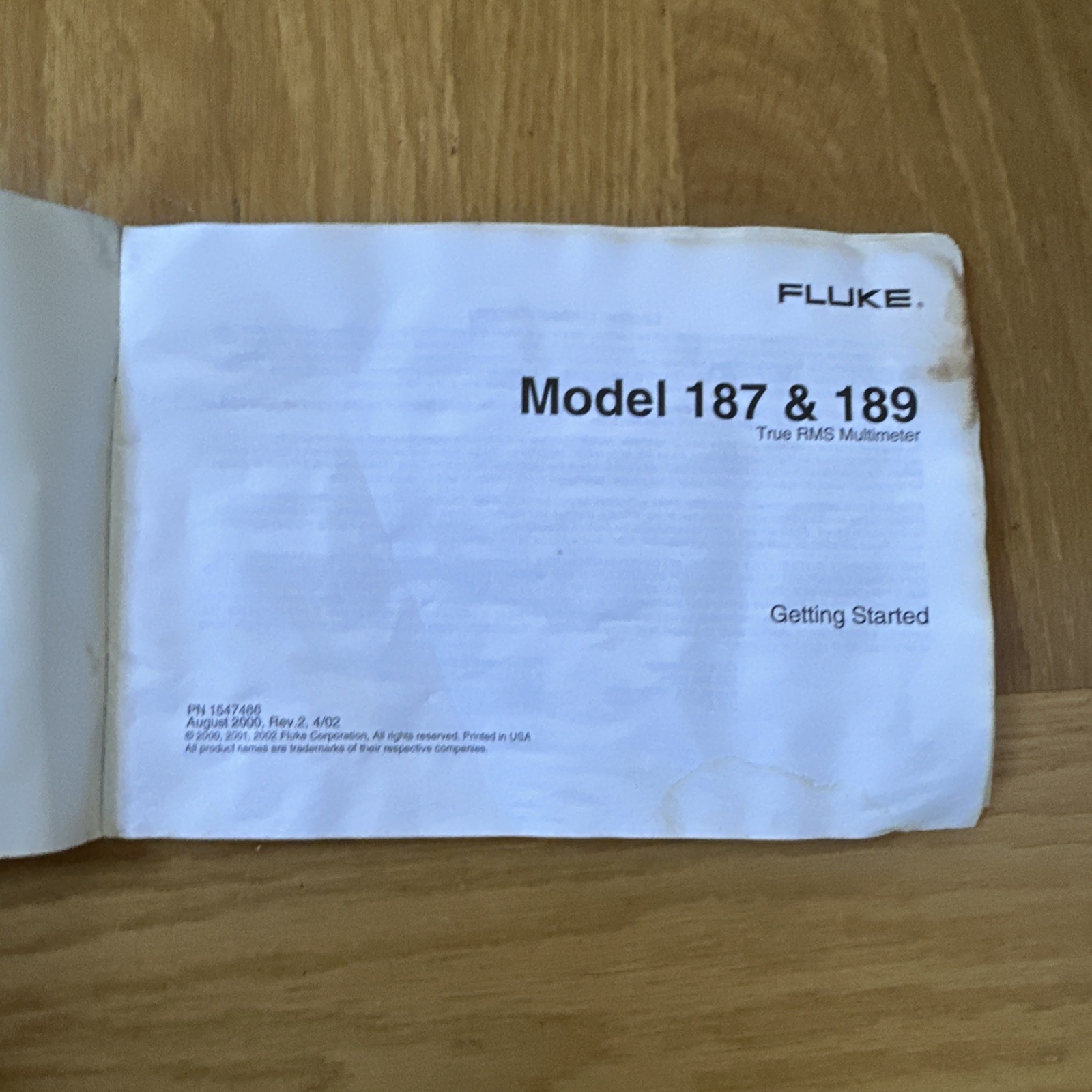 FLUKE 187 & 189 TRUE RMS MULTIMETERS USER’S MANUAL (English Language)