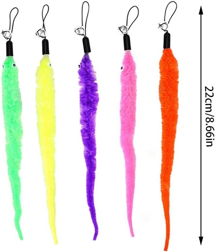 24-PCS Cat Worm Toy Refills Cat Wand Feather Teaser Refills Attachment