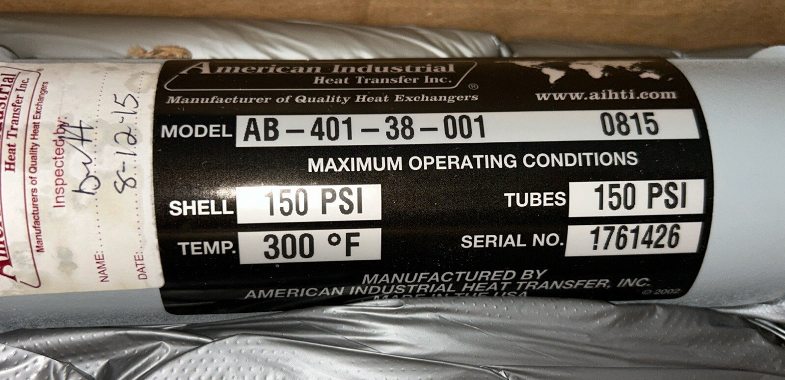 NEW! AMERICAN INDUSTRIAL AB-401-38-001 0815 HEAT EXCHANGER. Q1