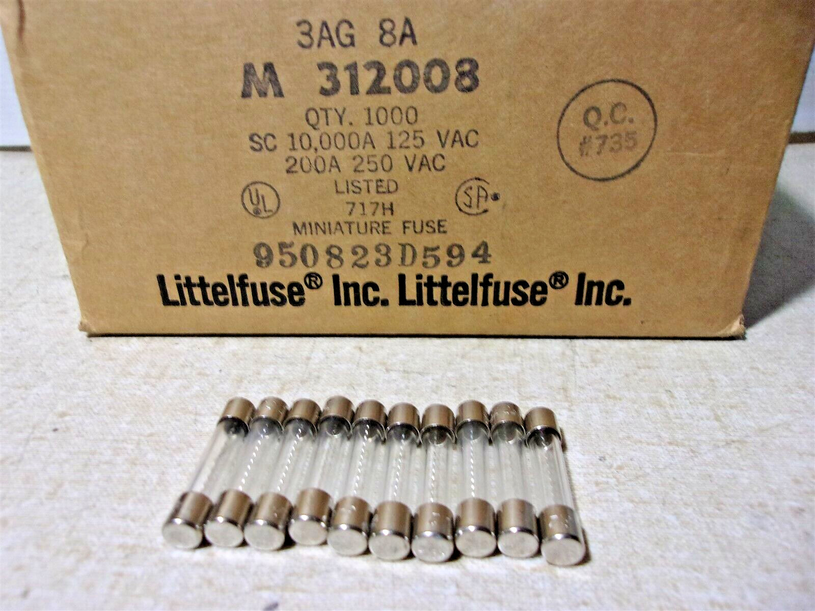 NEW Littelfuse 3AG 8A Glass Fuses, Lot of 10 *FREE SHIPPING*