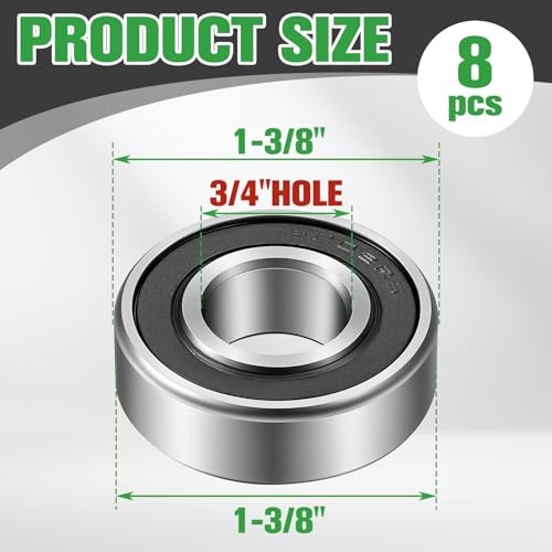 8 Pcs 3/4″ Bearings Carbon Steel ID 3/4″ x OD 1-3/8″ Flanged Ball Bearings for