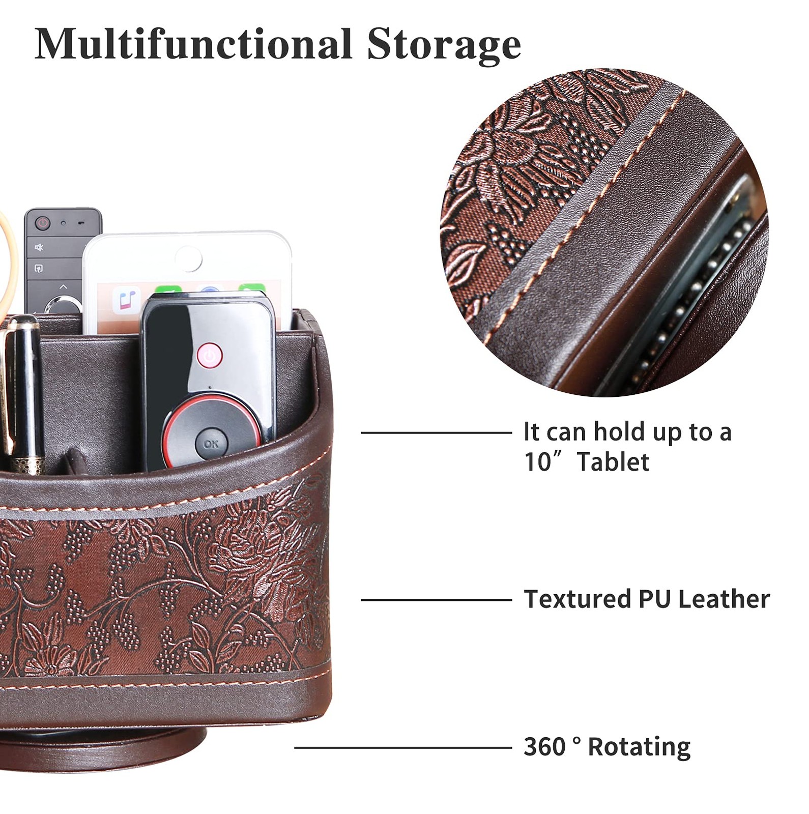 YAPISHI Antique Leather Remote Control Holder, 360 1# Embroidery