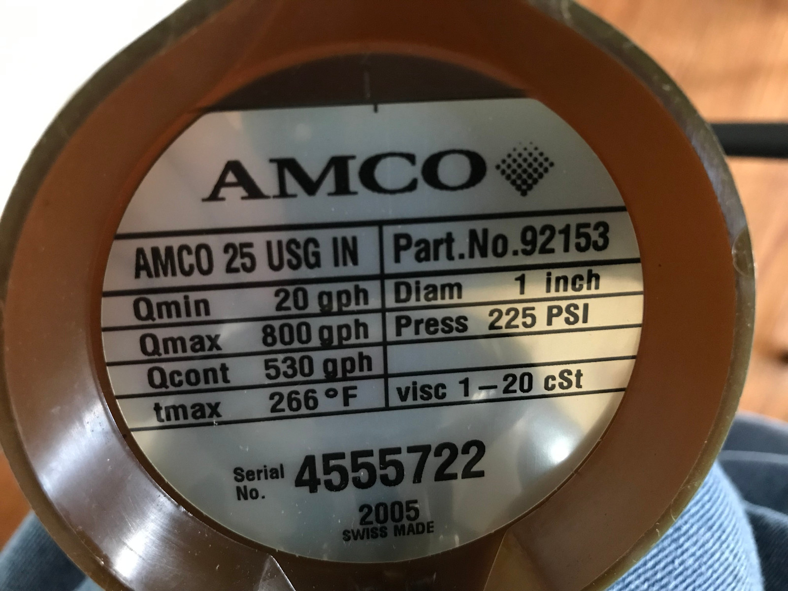 1 1/4″ AMCO 92153,AMT GMS60,DIAM 1″ INDUSTRIAL OIL METER,530GPH,225PSI,100PPG,SD