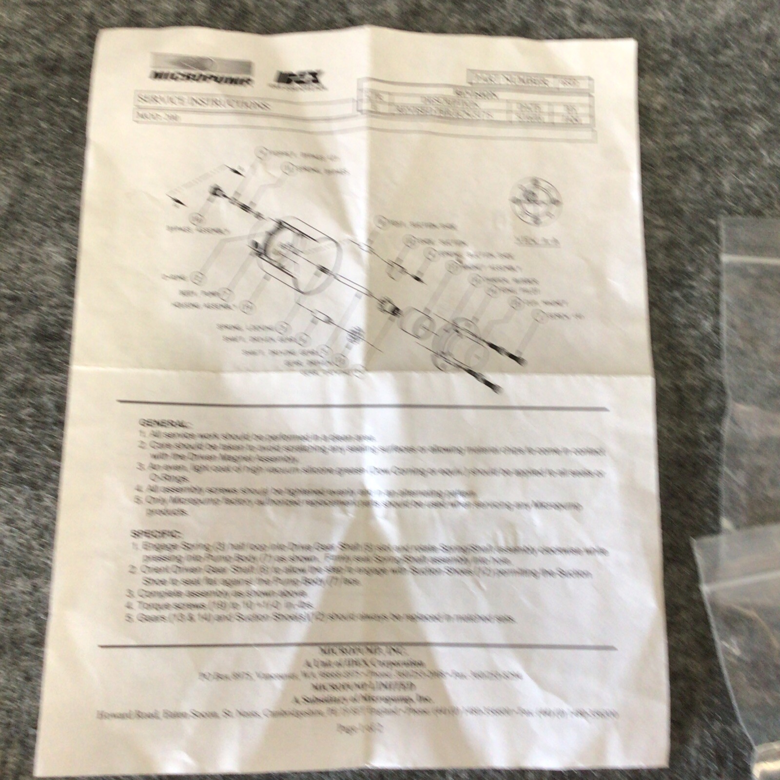 MICROPUMP 81424 GB-P23.PD10S.0 Service Repair Kit New Other
