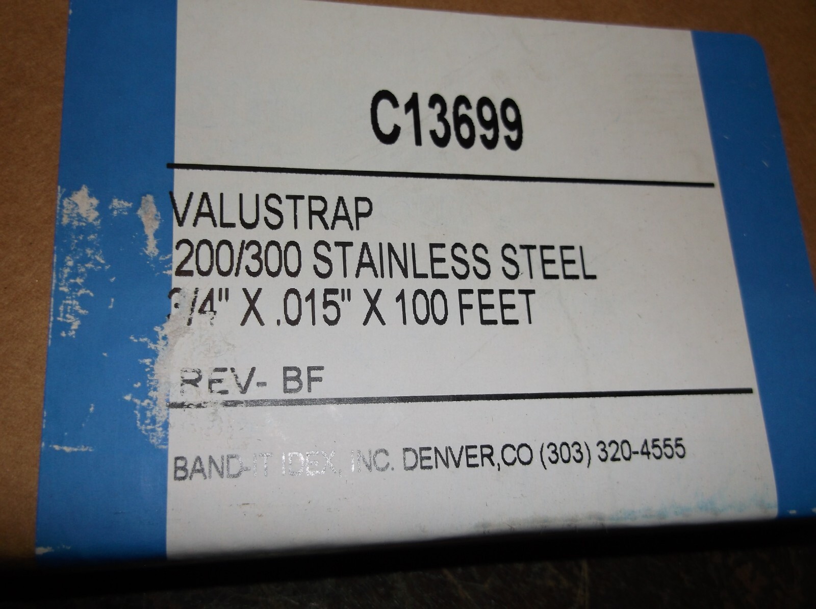 NIB BAND-IT C13699 VALUSTRAP BAND 3/4″ X 0.15″ X 100 FEET (854)