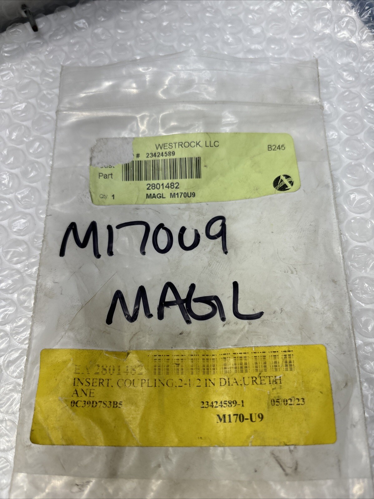 ** NEW MAGL M170U9 INSERT,COUPLINGS;2-1/2” DIA;URETHANE FAST SHIPPING #