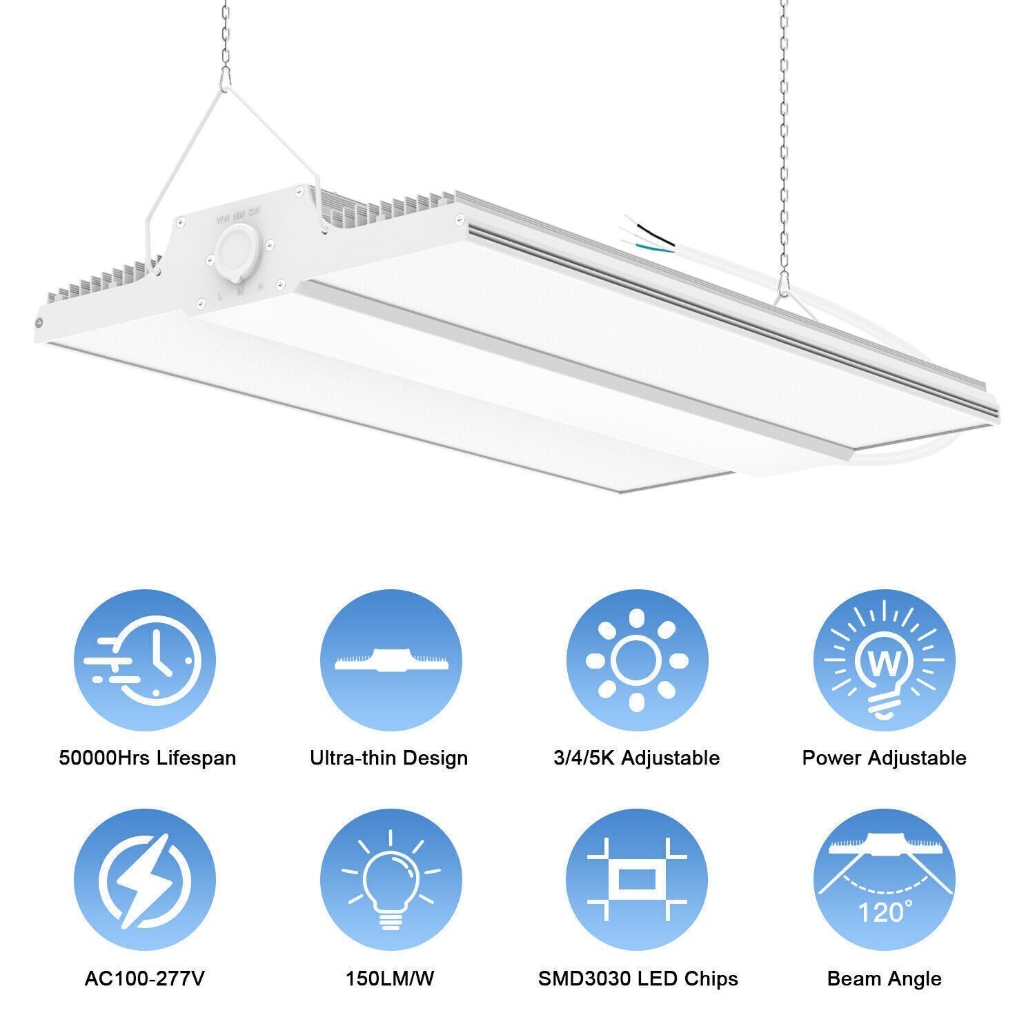 300Watt LED Linear High Bay Light Commercial Warehouse Shop Lighting 4500K~5700K