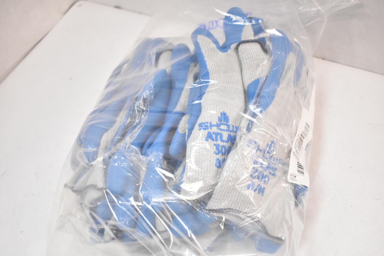 12 Pairs 300B Work Gloves Medium Gray Blue Coated Palm Safety Grip Industrial