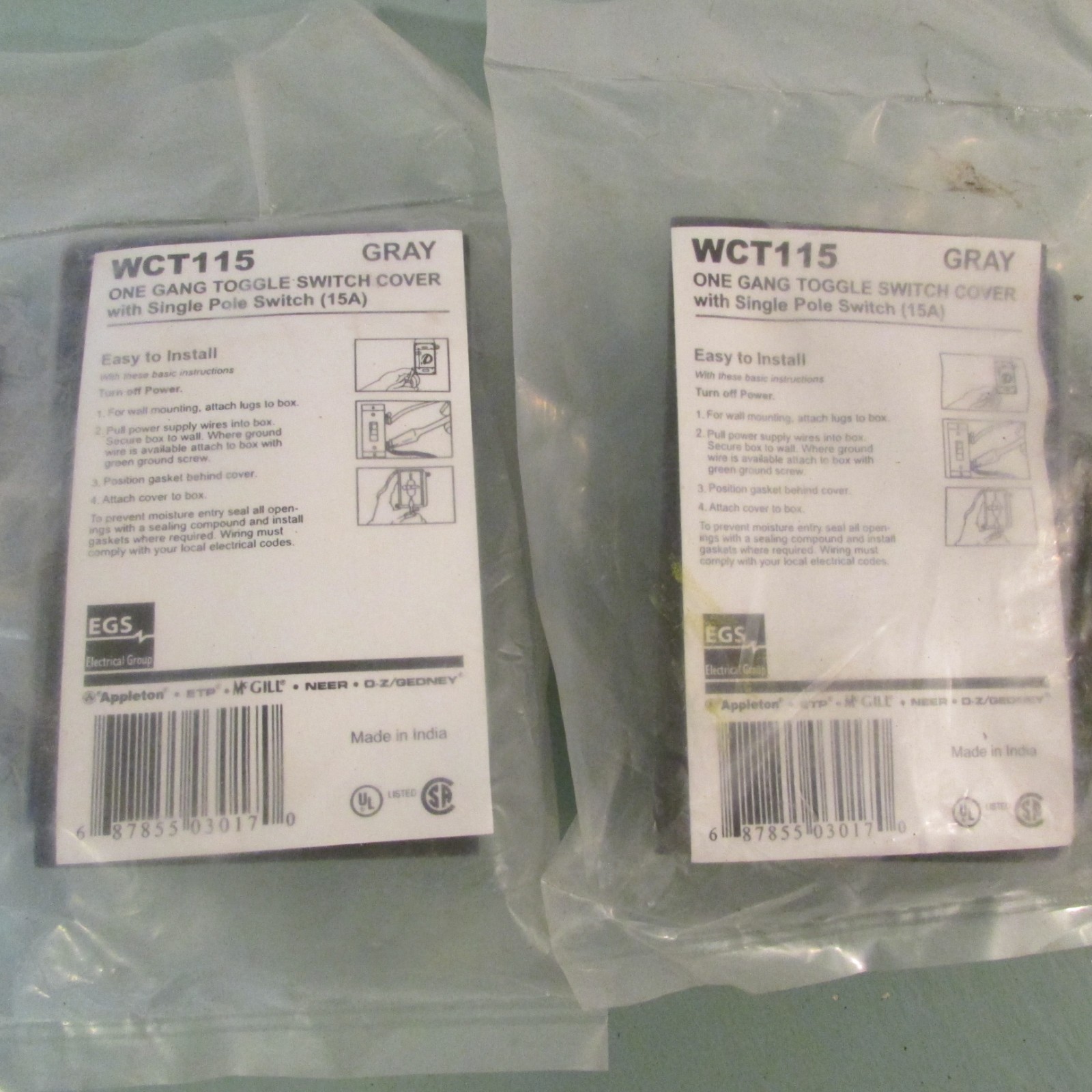 EGS WCT115 Toggle Switch Cover Lot of 2!