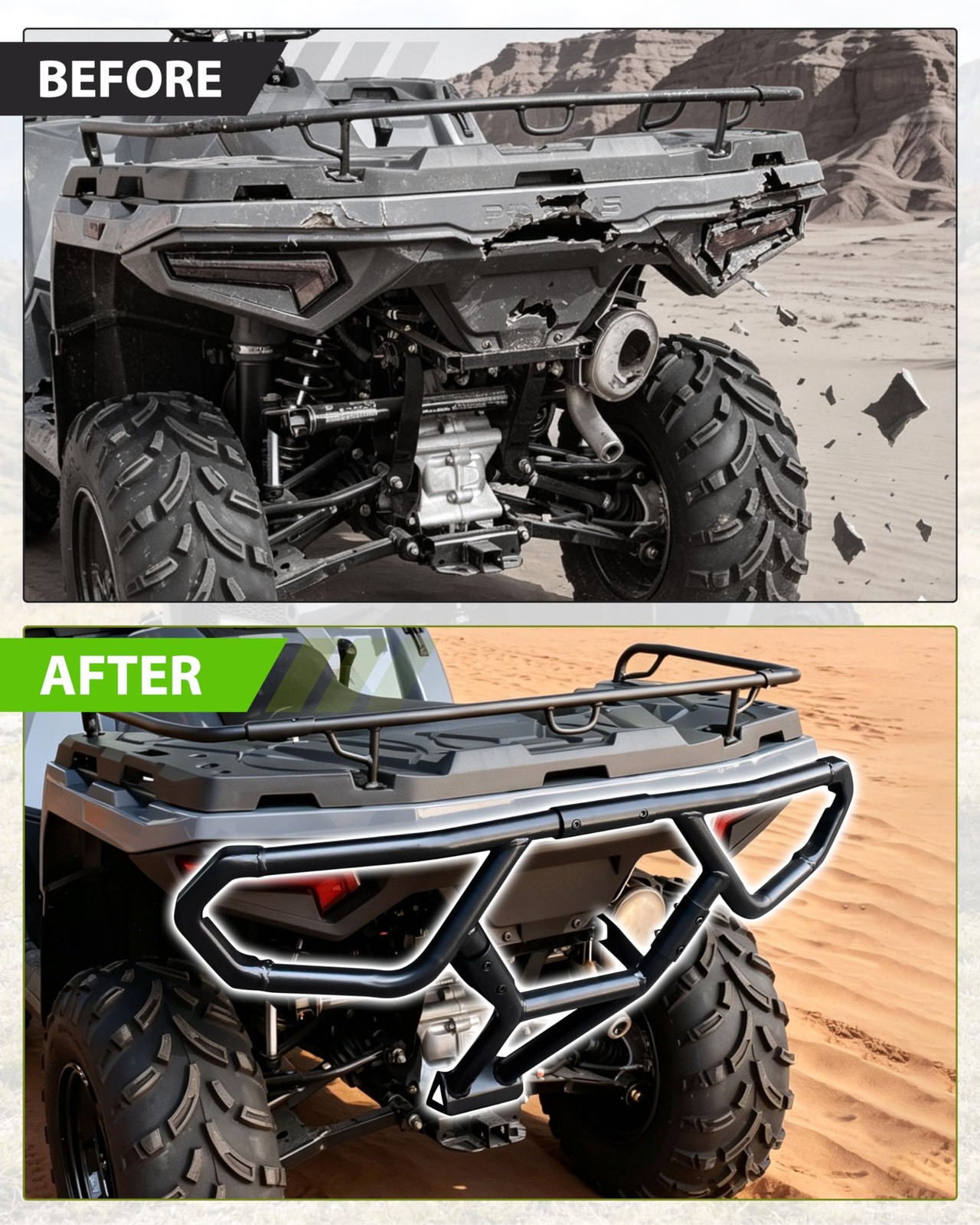 KEWISAUTO Rear Bumper for Polaris Sportsman 450 570 2021-2026 Accessories, St…