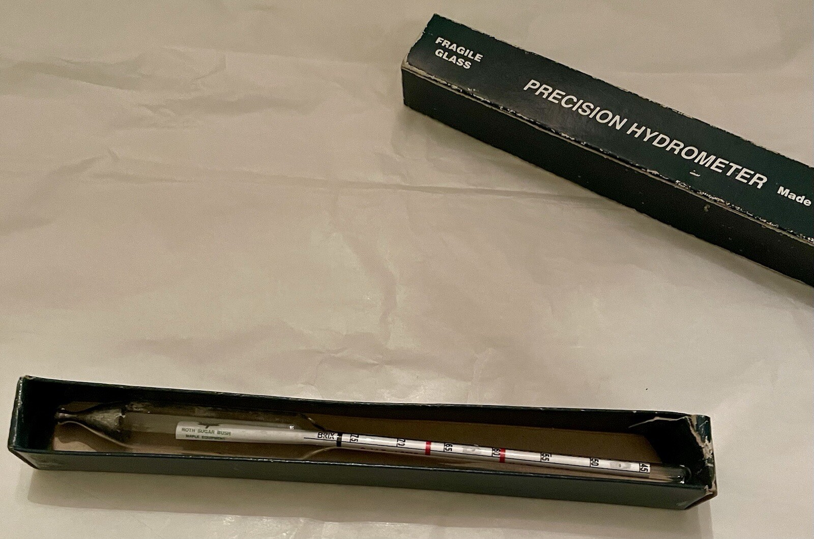 PRECISION HYDROMETER Made in USA MAPLE SYRUP HYDROMETER 25/40 Baume & 45/75