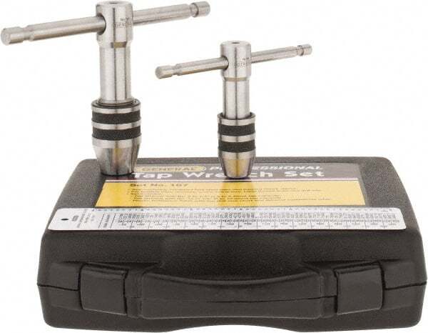 General 167 Two Piece Set T-Handle Tap Wrenches, #0 to 1/2″ Tap Compatibility