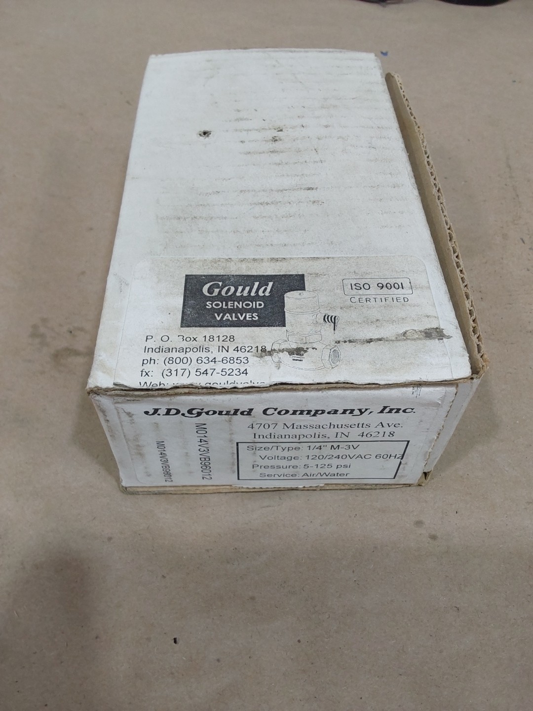 J.D. Gould M-3V Brass Solenoid Valve 1/4″ NPT 120v – 240v 5-125 psi