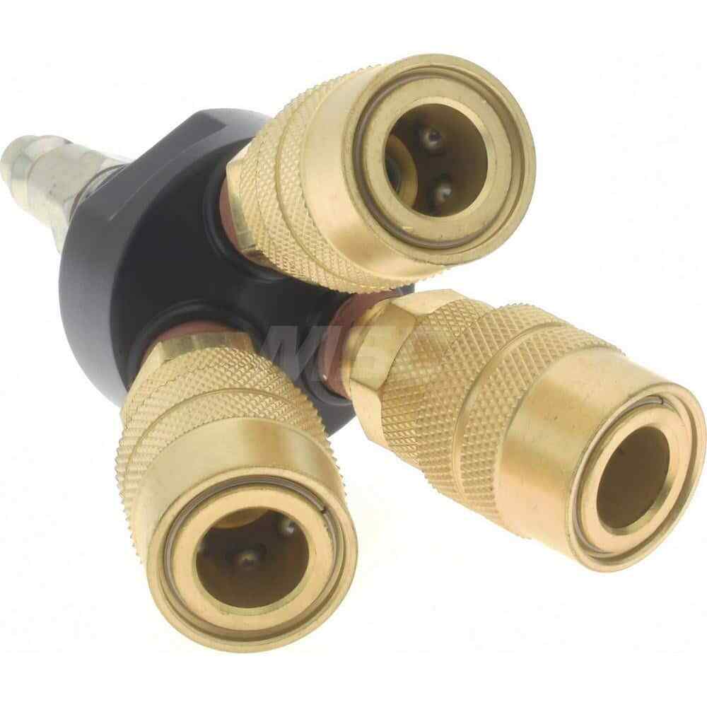 Pneumatic Tri-Pod Interchange Manifold: Brass Body, 1/4″ Inlet, 3 (1/4″) Outlets