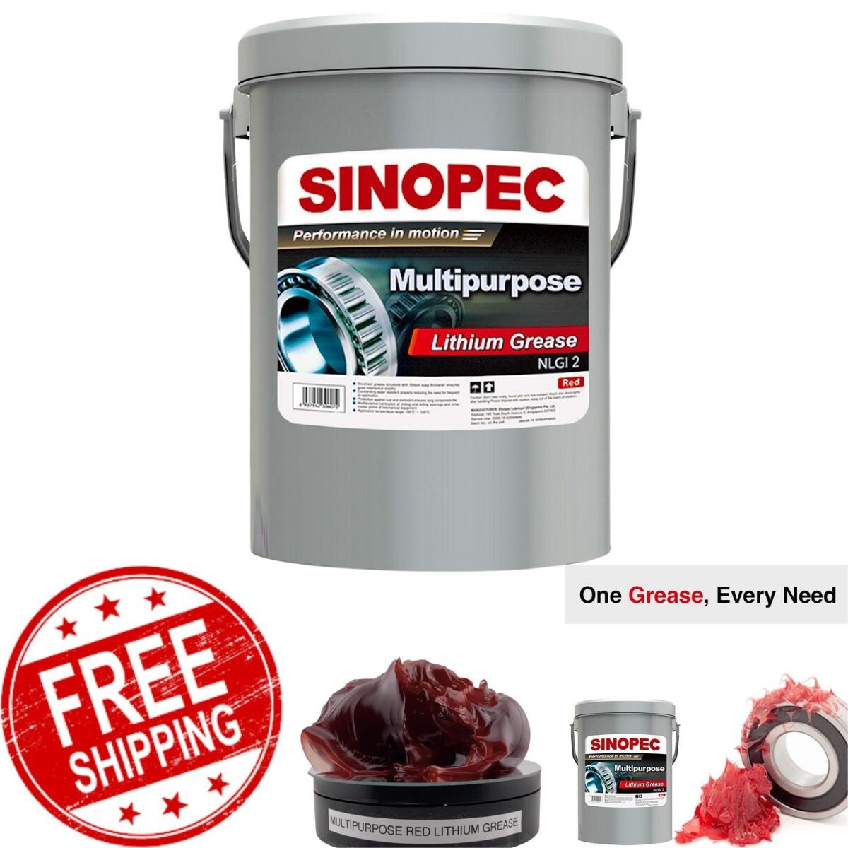 Multipurpose Red Lithium Grease #2 35LB. 5 Gallon Pail General Lubrication Auto