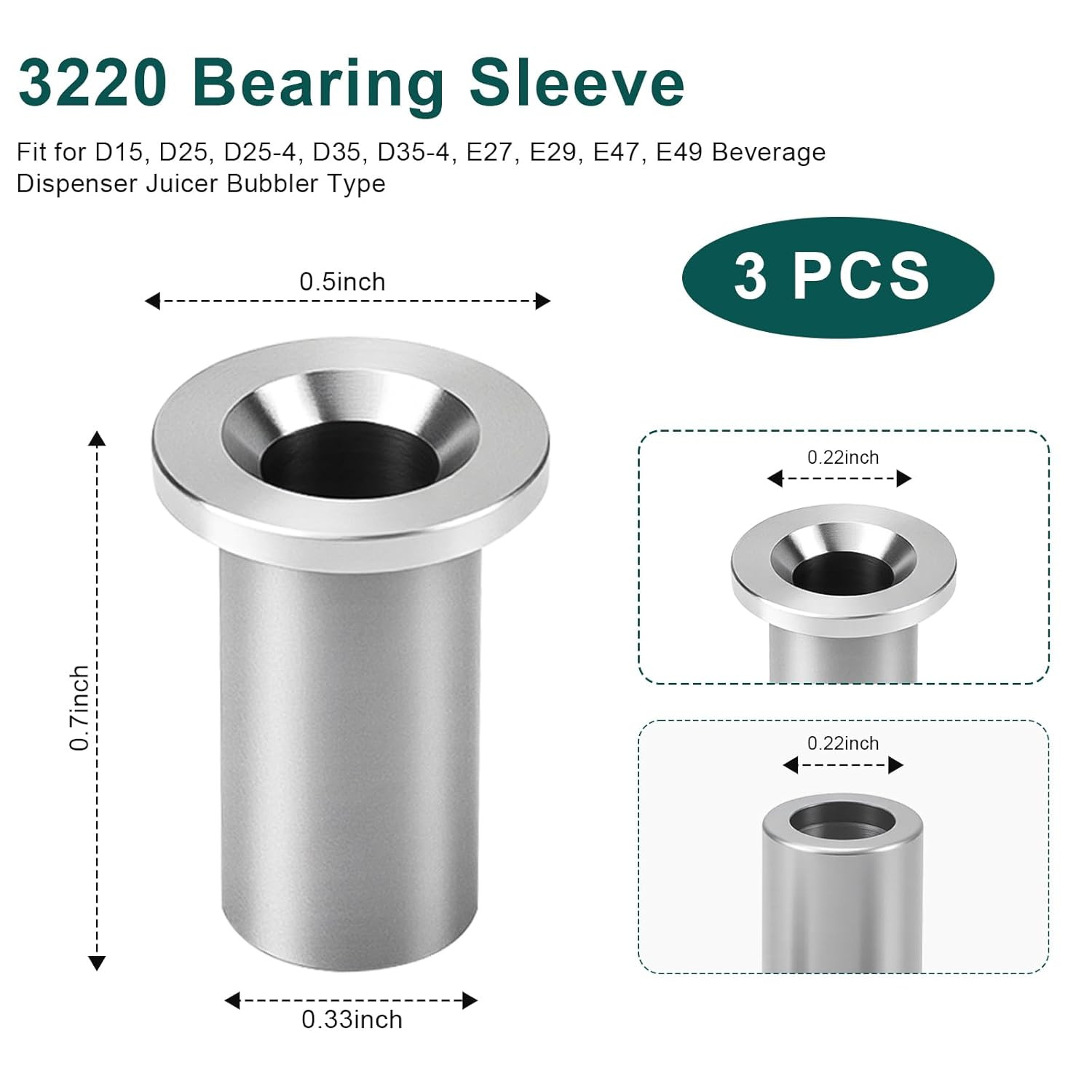 3220 Bearing Sleeve for Grindmaster Crathco D Series Beverage Dispensers (3-Pack