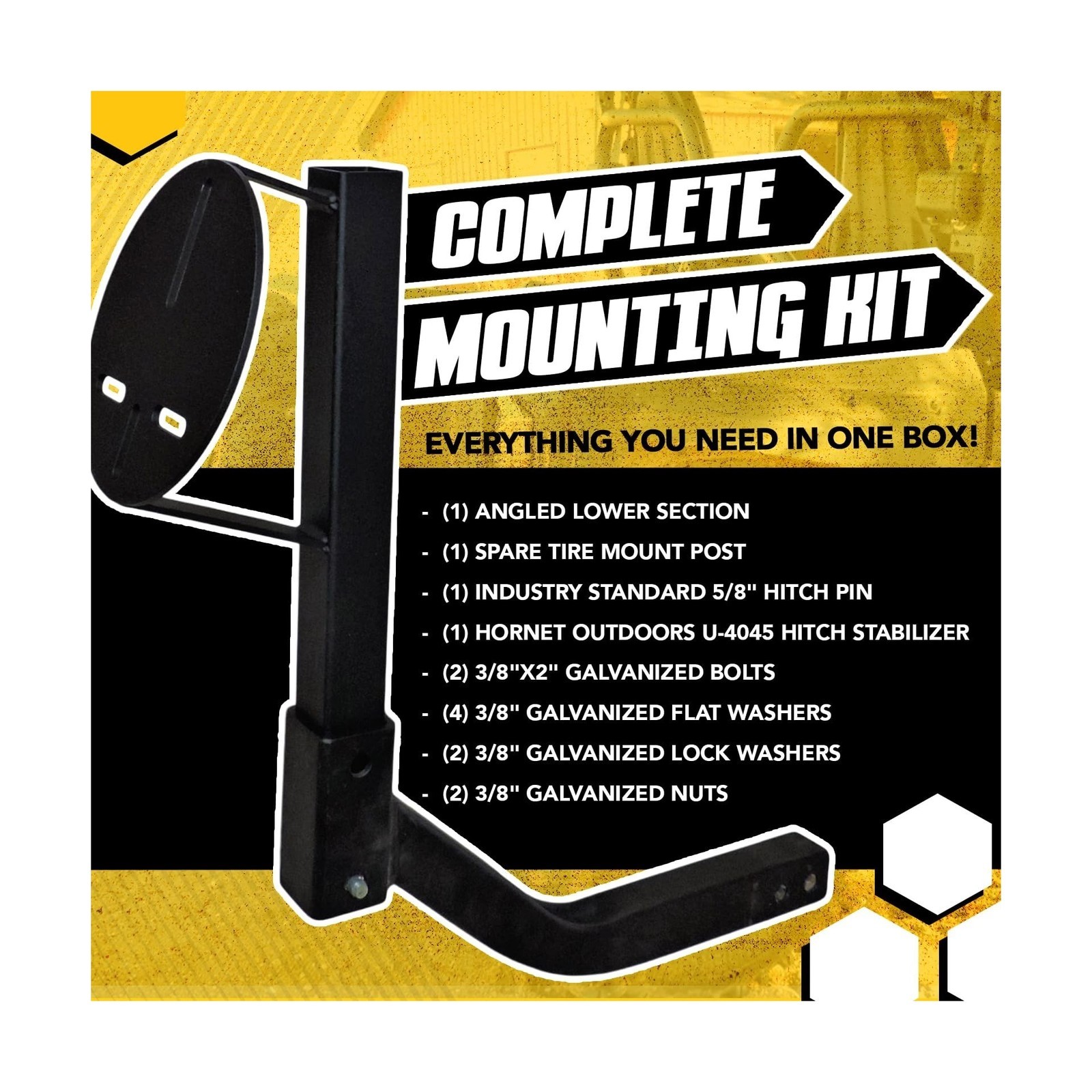 ATV/UTV Spare Tire Mount U-4047 | UTV or ATV Hitch Receiver | Hitch Spare Tir…