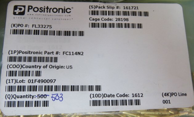 POSITRONIC FC114N2 Qty of 27 per Lot 2.5MM2 COPPER ALLOY WIRE TERMINAL