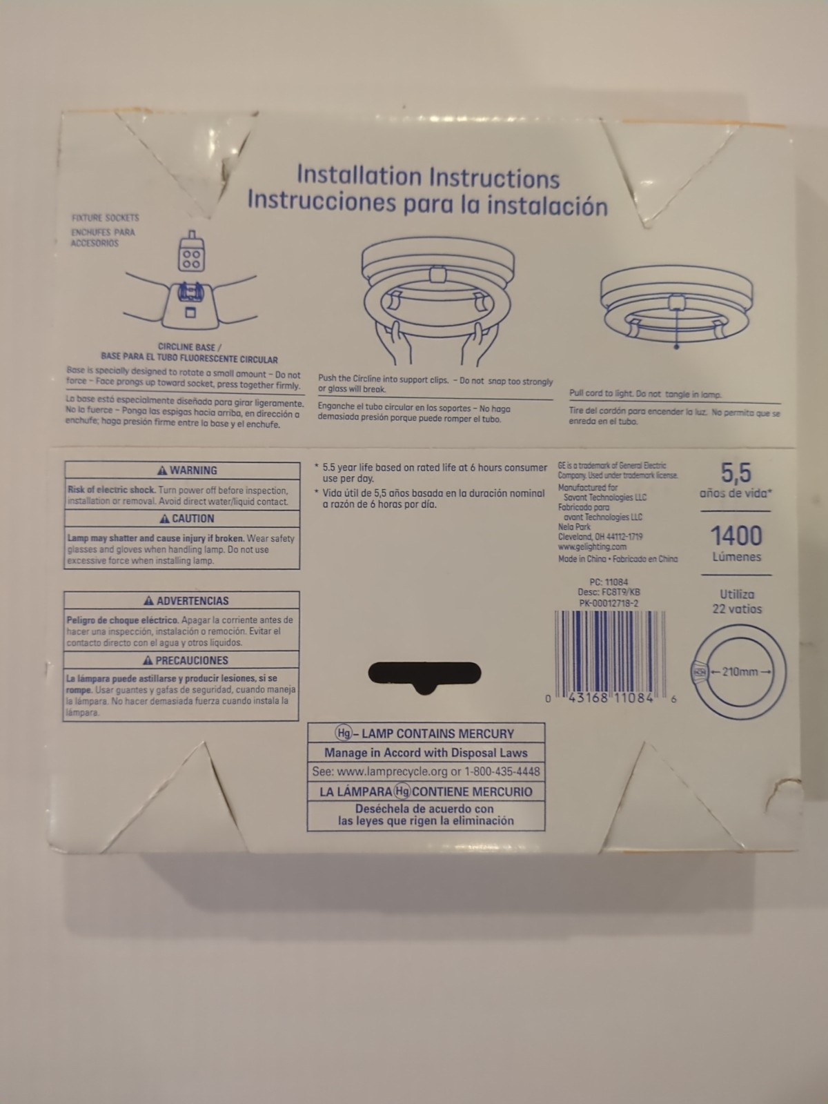 GE Lighting FC8T9/KB Circline Fluorescent Lamp 8″ 22W 3000K Warm Natural Light