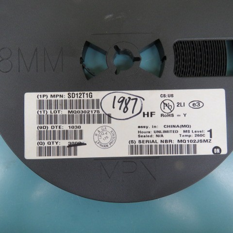 ONSEMI SD12T1G Qty of 500 per Lot TVS DIODE 12VWM 19VC SOD323