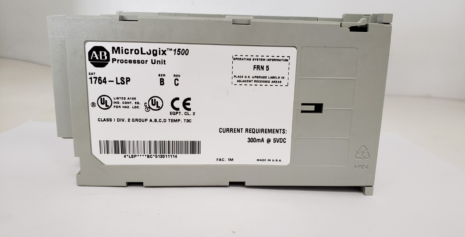 ALLEN BRADLEY 1764-LSP PROCESSOR UNIT MICROLOGIX 1500, SER. B REV. C, 300mA 5VDC