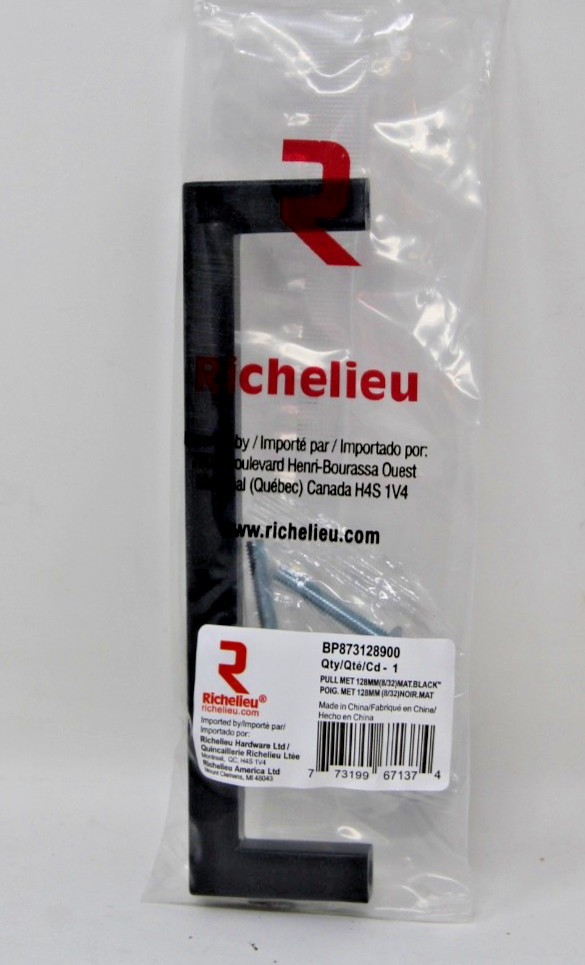 Lot of 25 Richelieu Contemporary Metal Pull 128mm Matte Black BP873128900 NEW