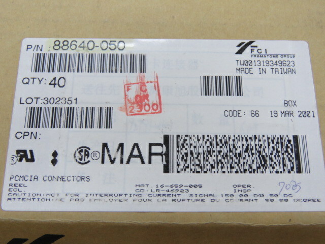 FCI 95572-005 Qty of 1 per Lot 68 Position Card Connector PCMCIA – Type I II