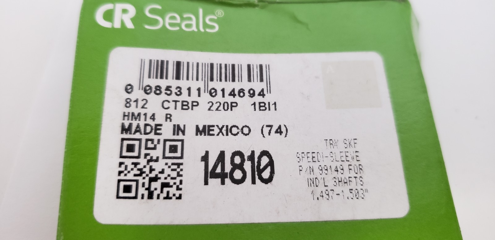 SKF 14810 OIL SEAL, SOLID SINGLE LIP, 1.5″ x 1.874″ x 0.25″, HM14 (LOT OF 2) NIB