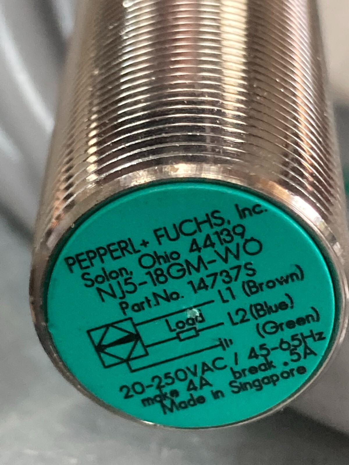 PEPPERL+FUCHS NJ5-18GM-WO PROXIMITY SWITCH 20-250VAC 45-65HZ NNB