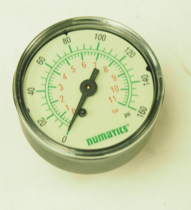Numatics 214-188 Pressure Gauge 2″, 0-160 PSI NEW Fast Shipping