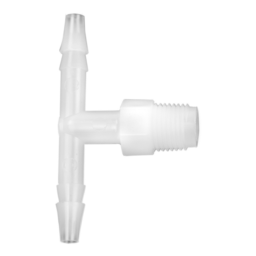 1/8″ NPT x 3/16″ Hose ID x 3/16″ Hose ID Nylon Reducing Tee – Bag of 100pcs