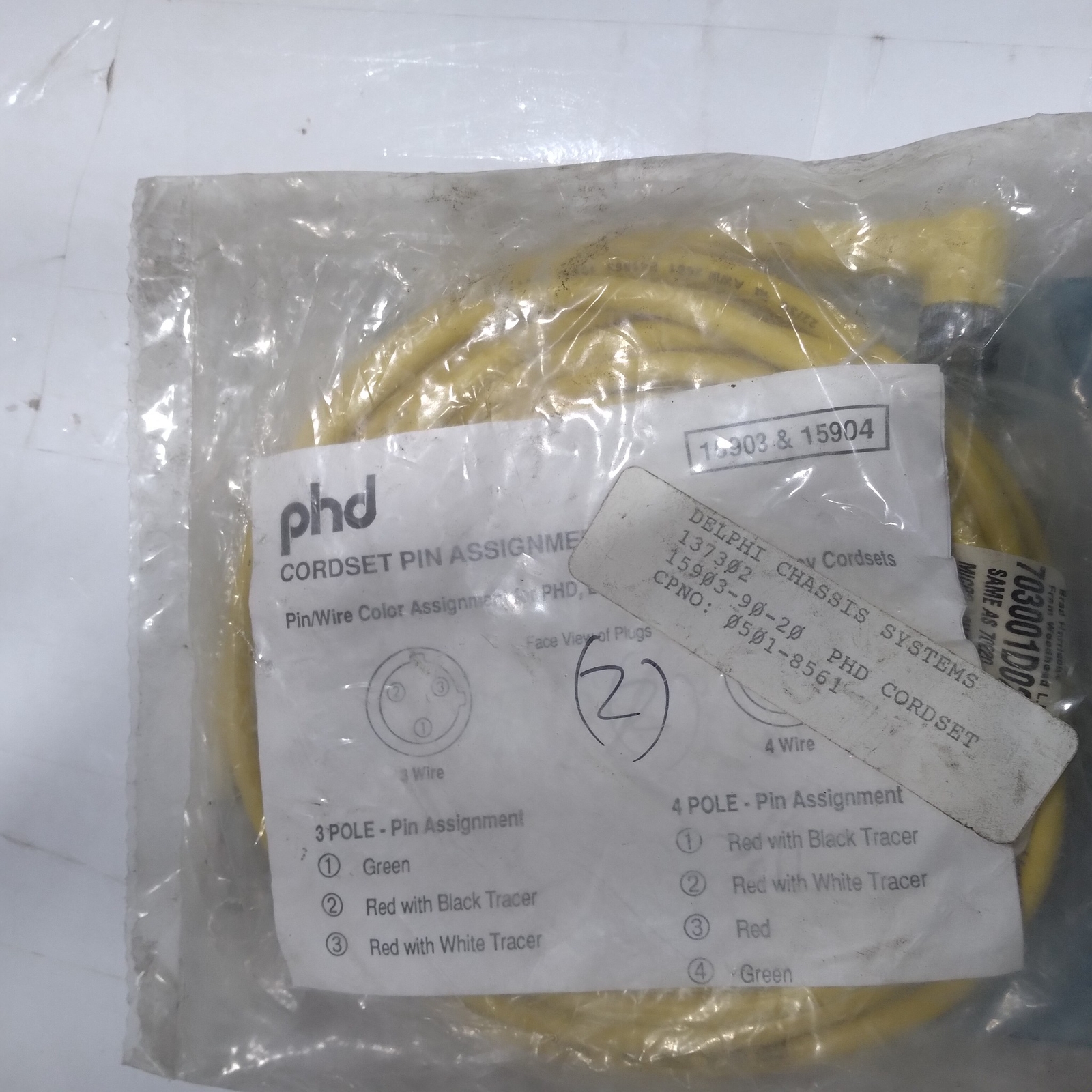 PHD CORDEST PIN ASSINGNMENT 3 POLE PIN 137302 15903-90-20
