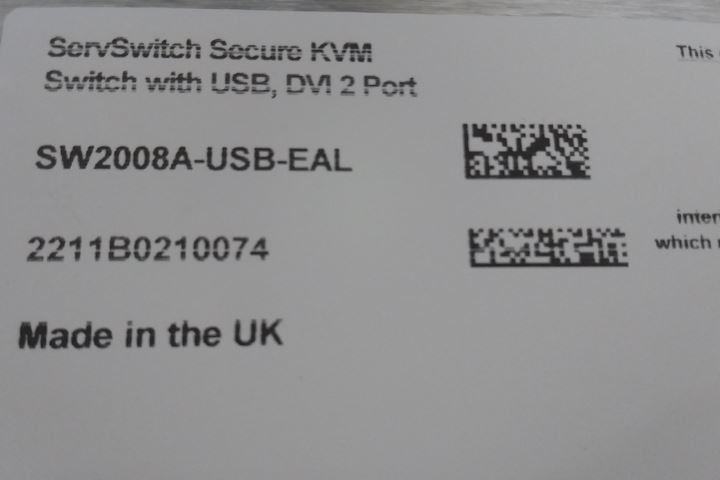 Black Box SW2008A-USB-EAL ServSwitch Secure KVM Switch with USB, DVI 2 Port