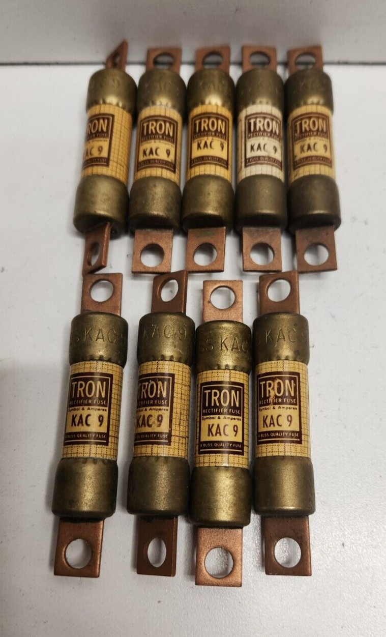LOT OF 9 NEW OLD STOCK! BUSSMANN TRON 9A 600V RECTIFIER FUSES KAC-9