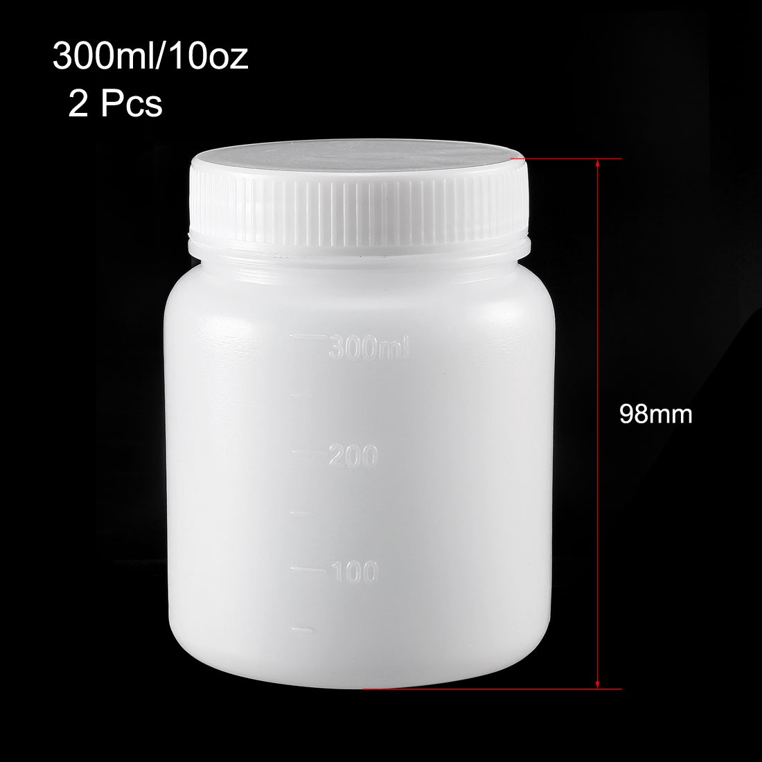 Plastic Lab Reagent Bottle 300ml/10oz Sample Sealing Storage Container 2pcs