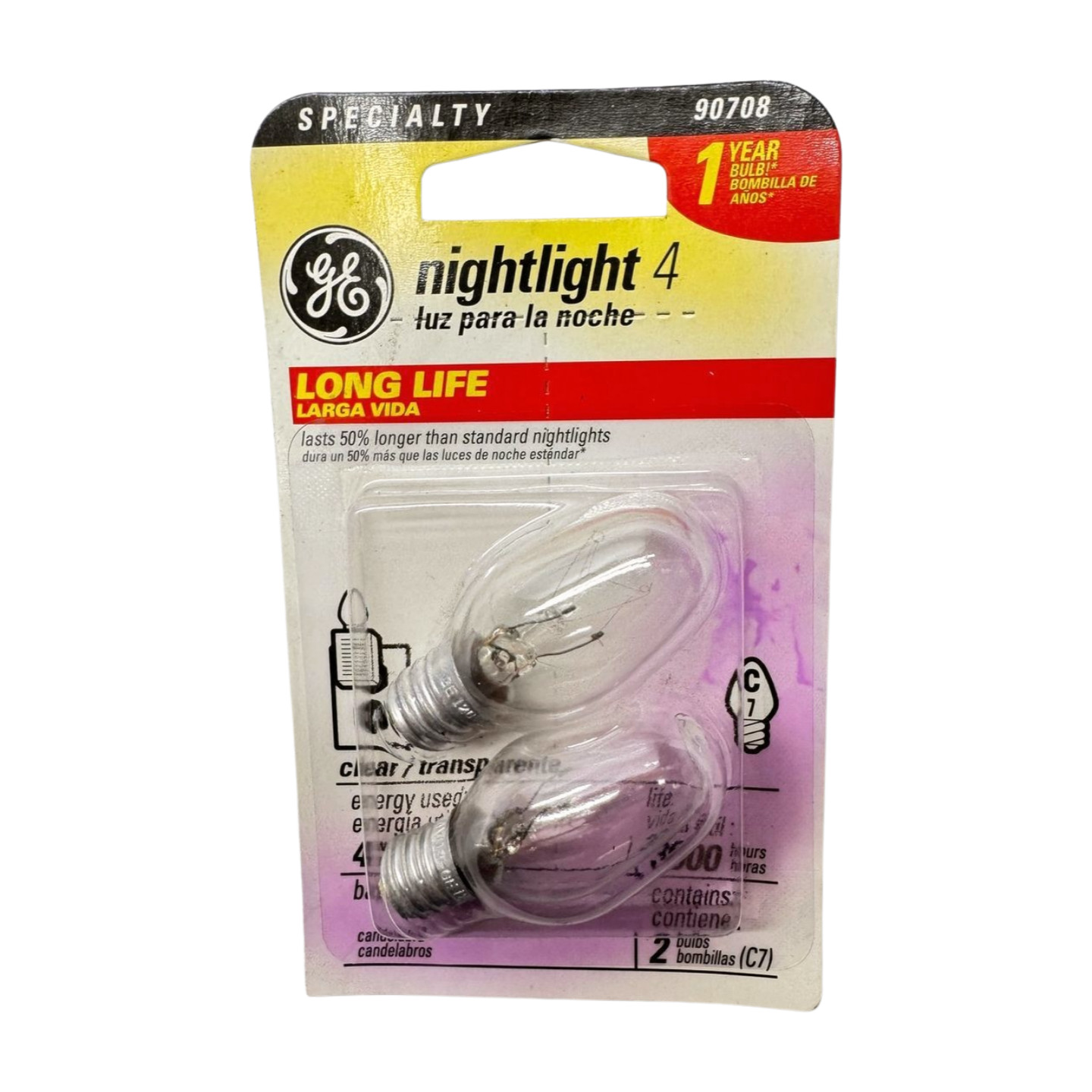 (Pack of 2) General Electric 90708 Nightlight Bulbs, 4W **Free Shipping**