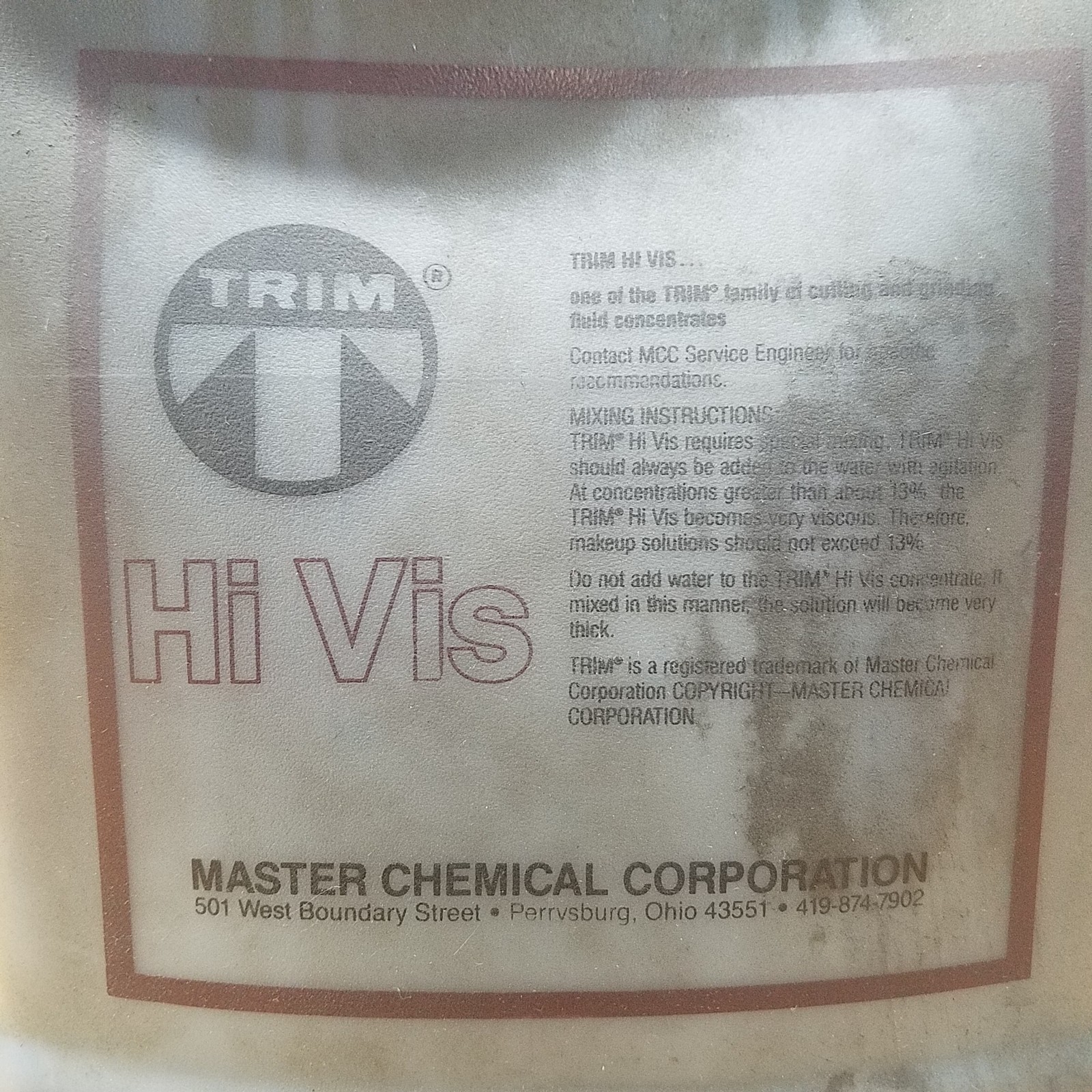 Master Chemical Corporation Trim Hi Vis Cutting & Triming Fluid – NEW