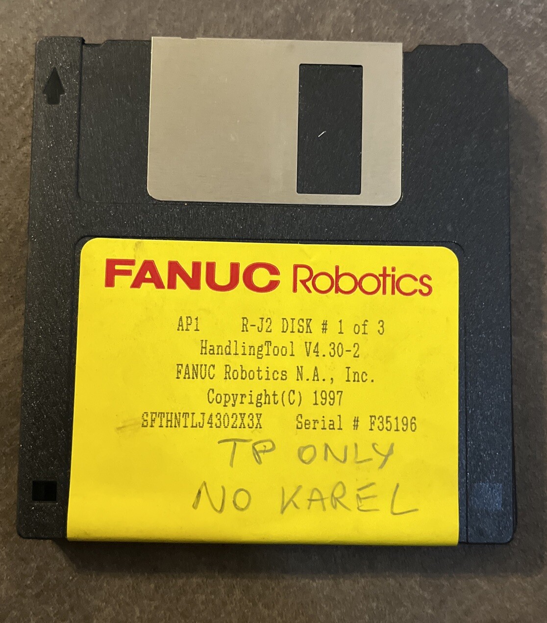 FANUC AP1 R-J2 V4.30-2 FLOPPY DISK SET 1- 3, SFTHNTLJ4302X3X, Serial #F35196