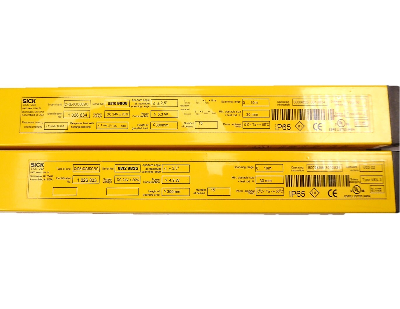 Sick C40E-0303DB200 / C40S-0303DC200 C4000 Light Curtain Set NEW NO BOX