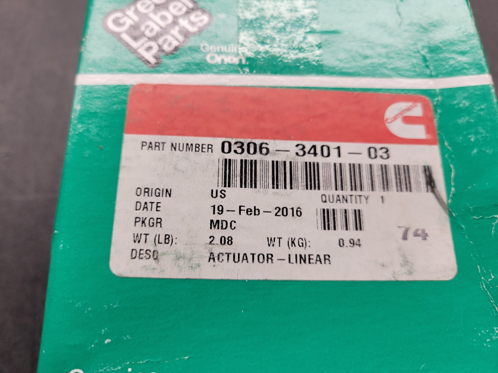 Cummins #0306-3401-03 Linear Actuator.