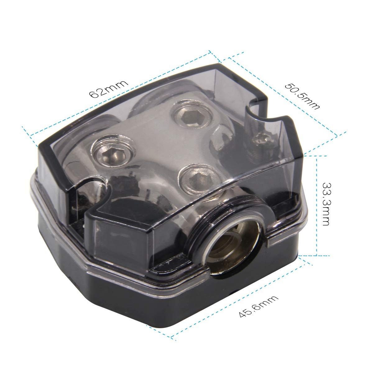 2 Way Power Distribution Block, 0/2/4 AWG Gauge in, 1x0GA+2x0GA, 1x0GA+2x0GA