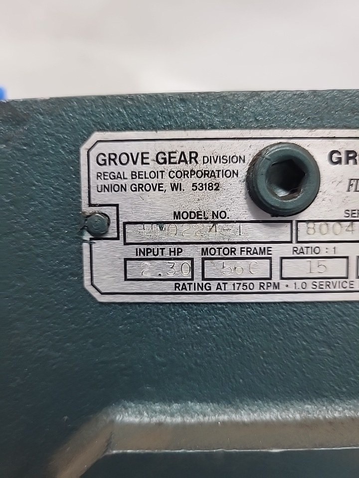 NEW GROVE GEAR HM0224-1 GEAR REDUCER 2.30 HP, FRME 56C, RATIO:1-15, 1750 RPM
