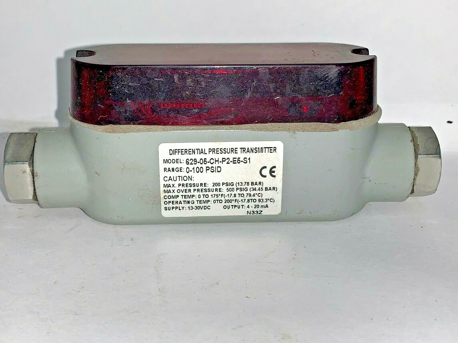 DIFFERENTIAL PRESSURE TRANSMITTER, 629-05-CH-P2-E5-S1, 0-100 PSID, 4-20 MA, 1/2″