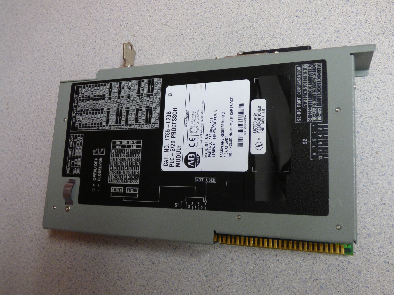 Working Allen Bradley PLC-5, Processor Module, 1785-L20B, SER C