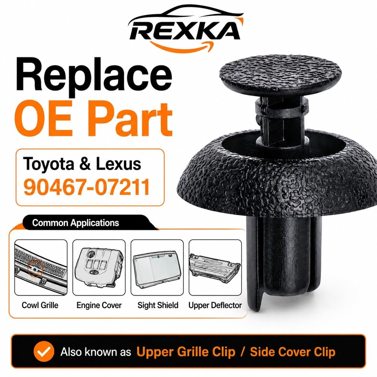 Engine Cover Clips 20pcs 7mm Retainer Fasteners GX460 IS250 RX350 90467-07211