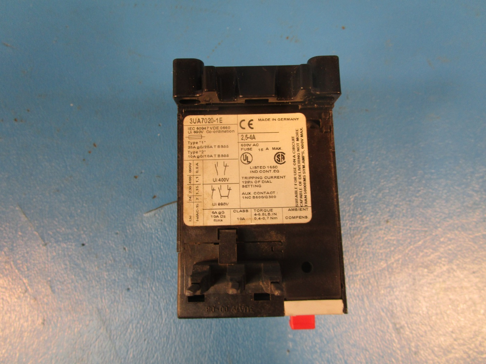 Siemens 3UA70 20-1E, Overload Relay 1 – 1.6A 3UA7020-1A, 3UA79 00-0C